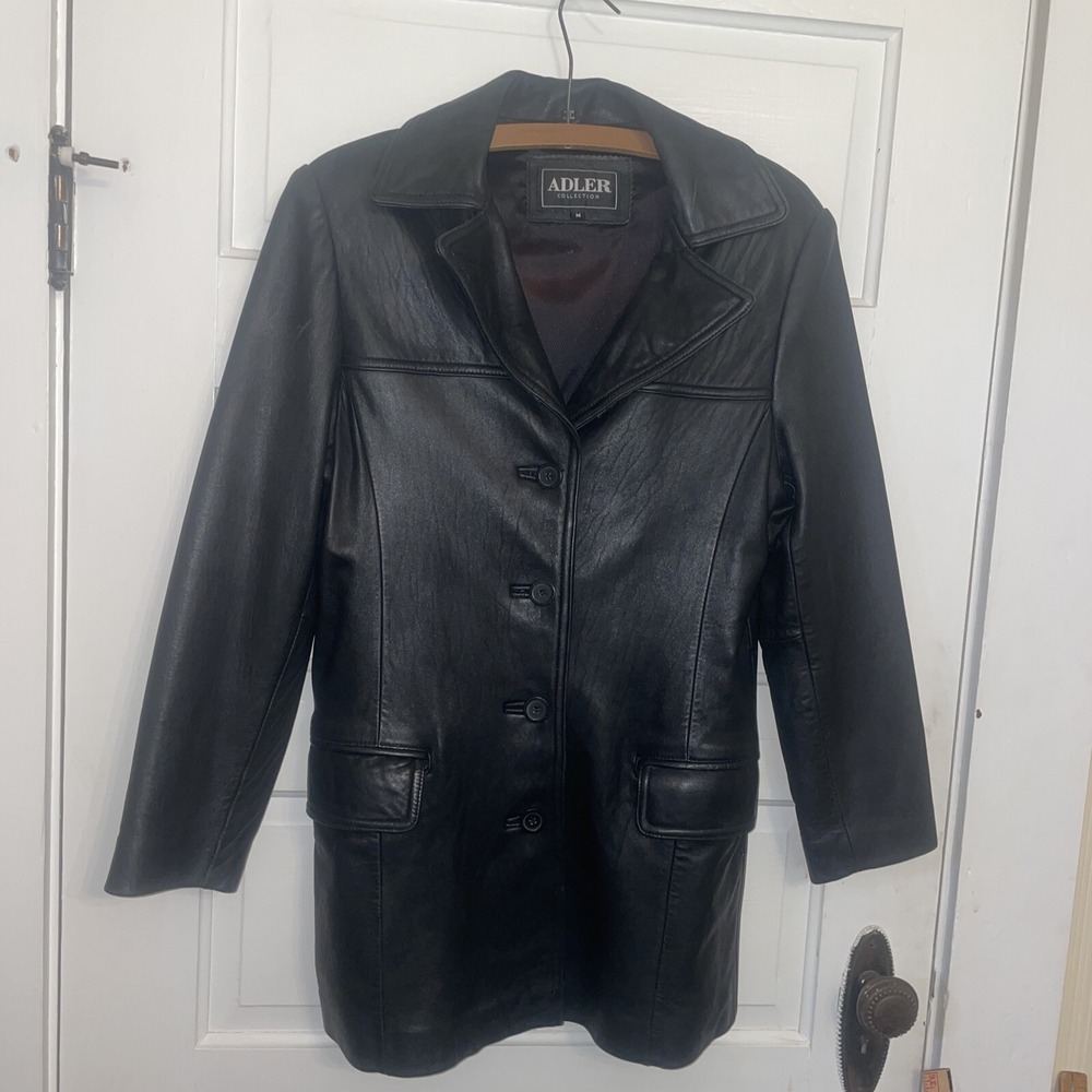Supple Adler Collection: Vintage Black Leather Jacket, Lined,‎ Pockets, Size M